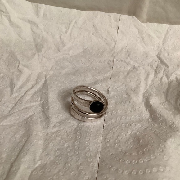 Dominique Dinouart DDD 925 Silver Black Ónix Inlay Cuff Bangle + Ring 8.5 Set - Picture 8 of 15